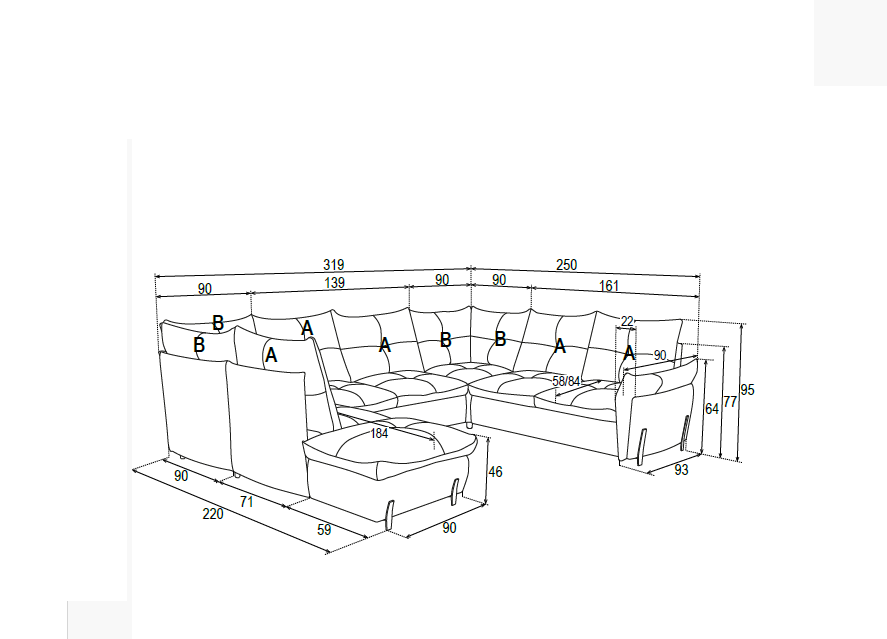 Sedací souprava ALMEIRA do U