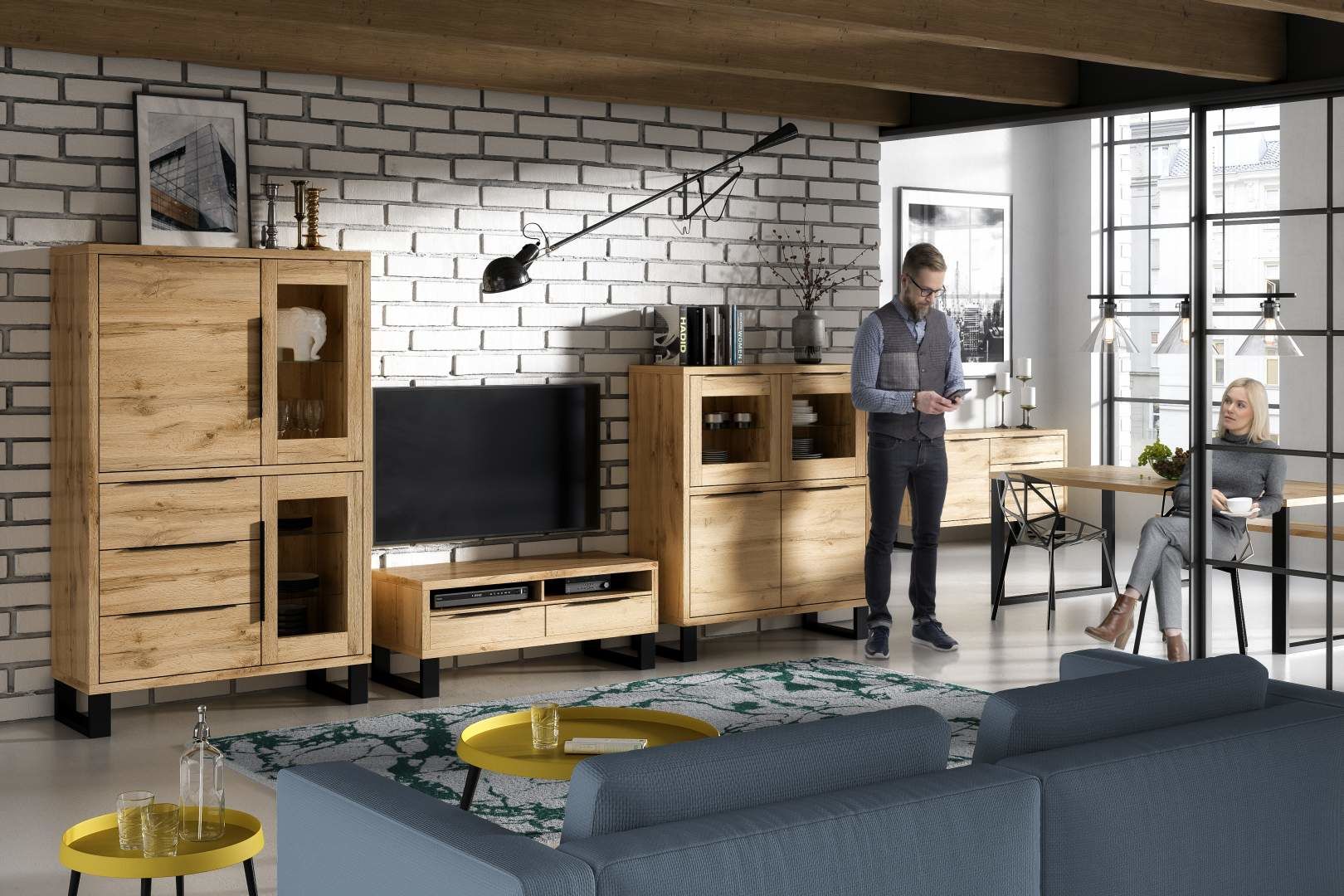 Vitrína II HALLE Dub Wotan