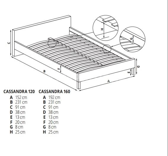Manželská postel CASSANDRA 120