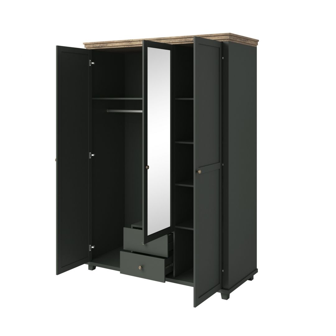 Šatní skříň I EVORA Dub lefkas - zelená