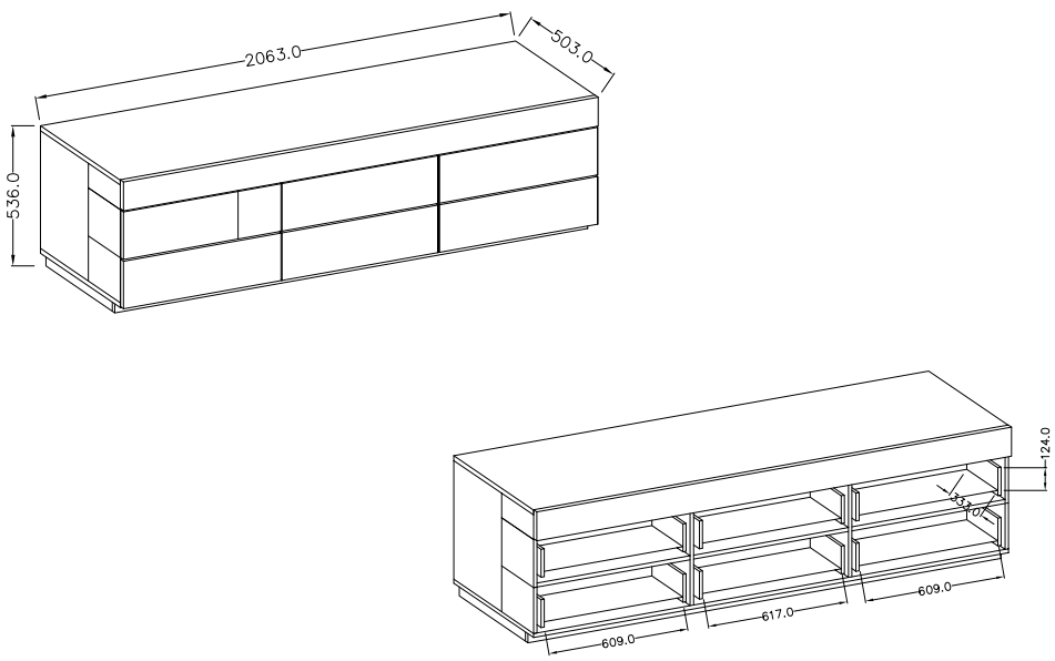 TV komoda 200 SILKE Bílá - Dub Wotan