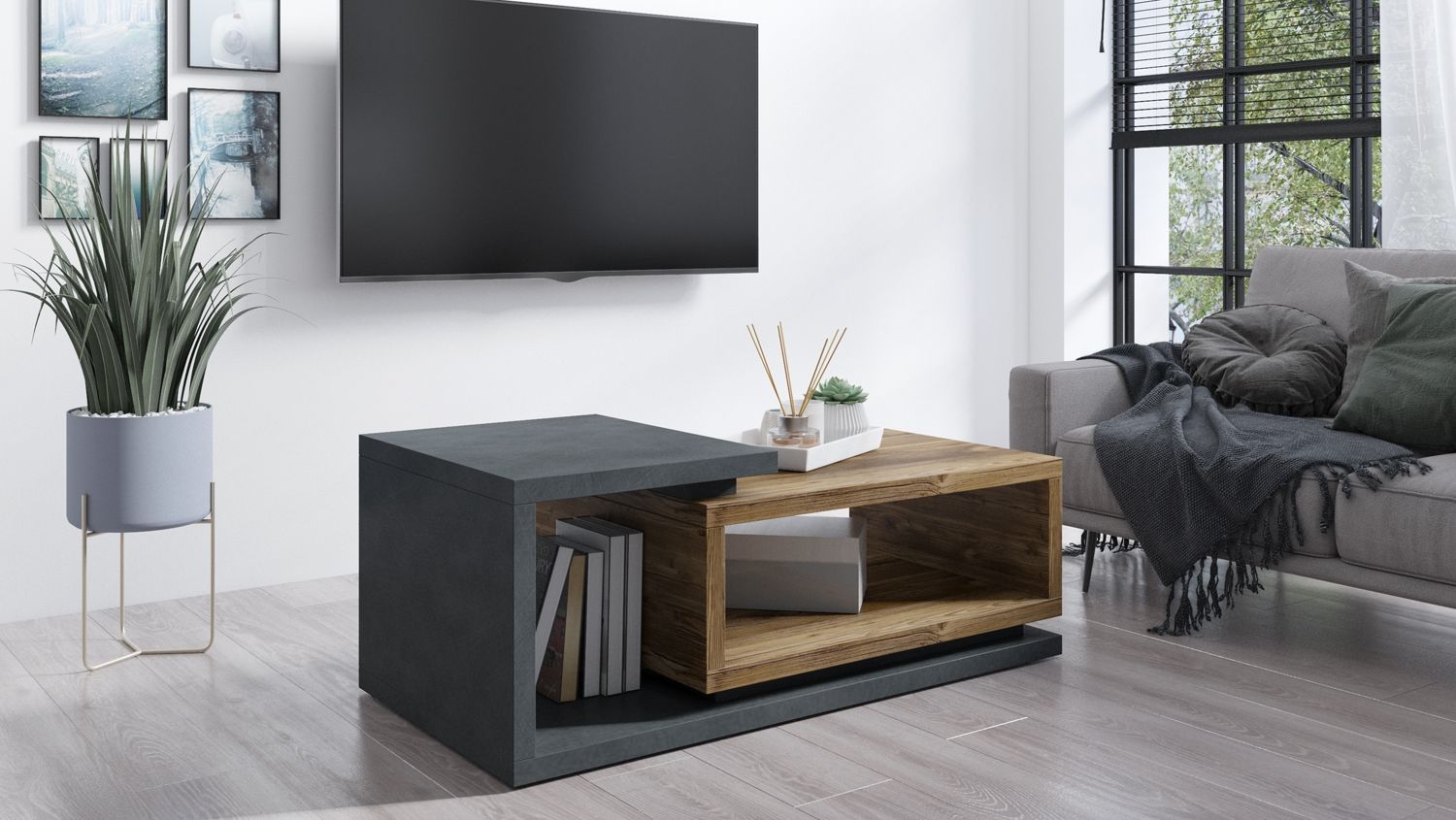 Konferenční stolek BOTA Appenzellský smrk - šedá Matera