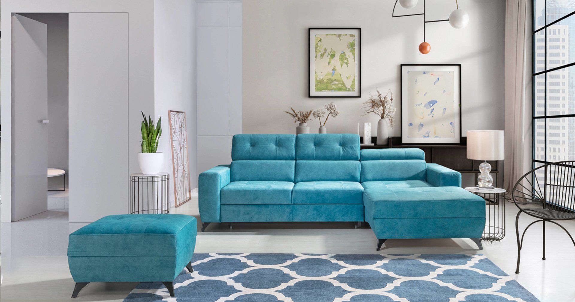 Kožený taburet PORTLA