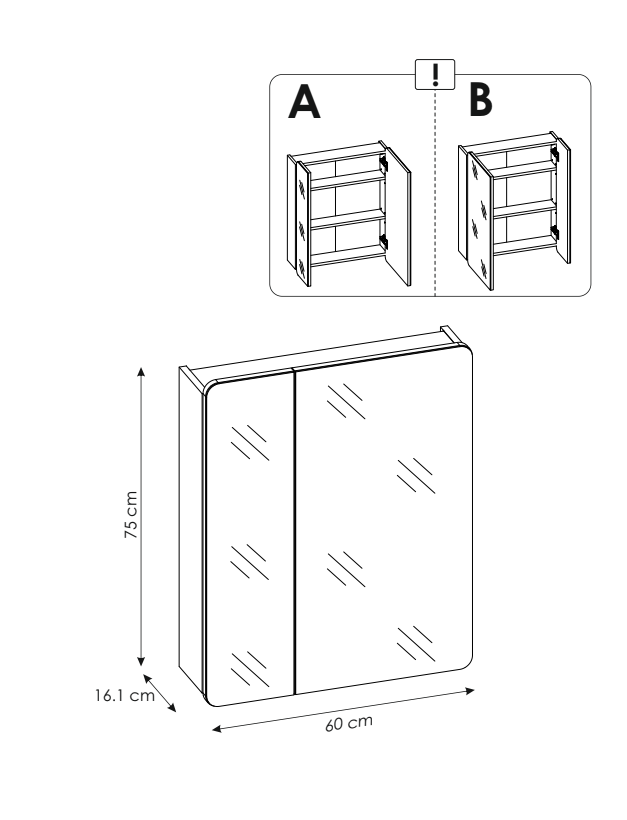 Koupelnová skříňka ARUSA COSMOS 841 - závěsná zrcadlo 60