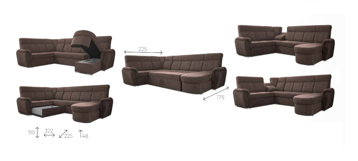 Rohová sedací souprava CAMBRIDGE do U