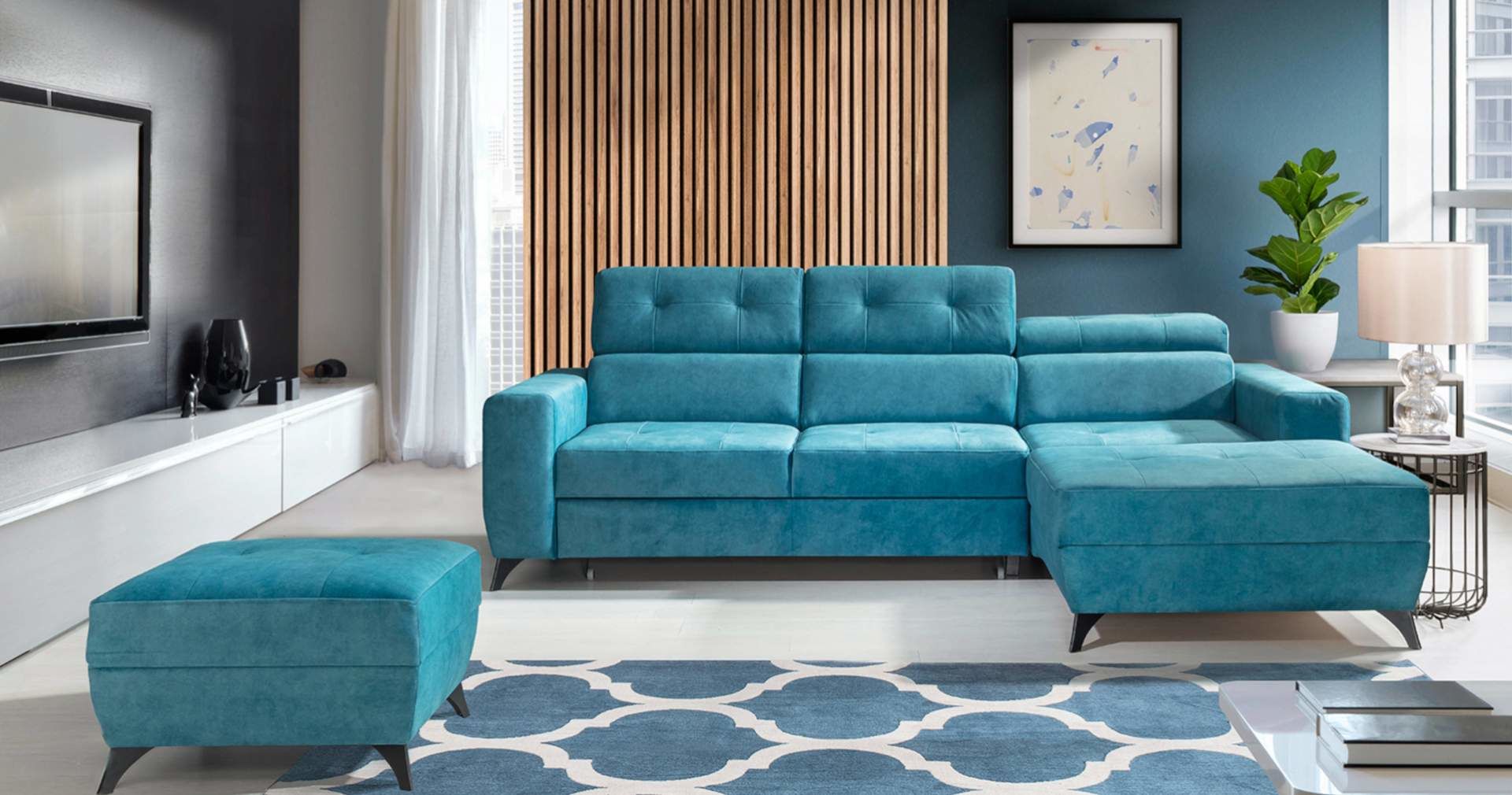 Kožený taburet PORTLA