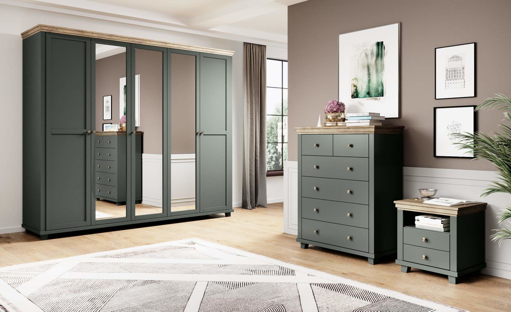 Komoda II EVORA Dub Lefkas - zelená