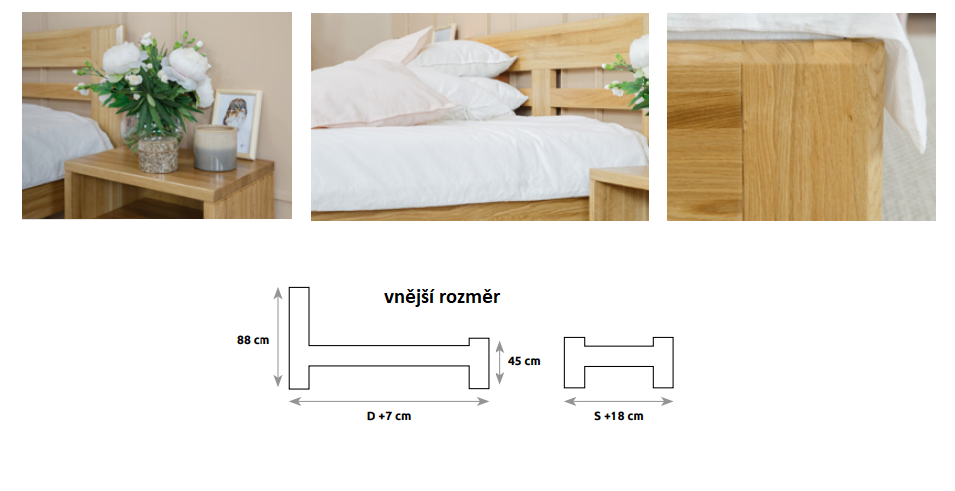 Manželská postel z masivu LK211 dub