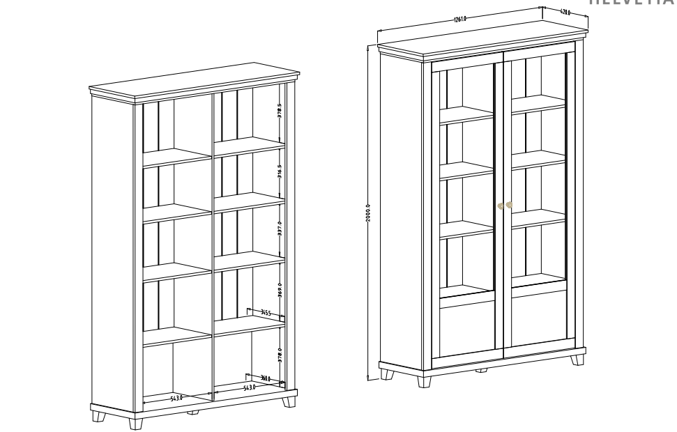 Vitrína EVORA Dub Lefkas - zelená