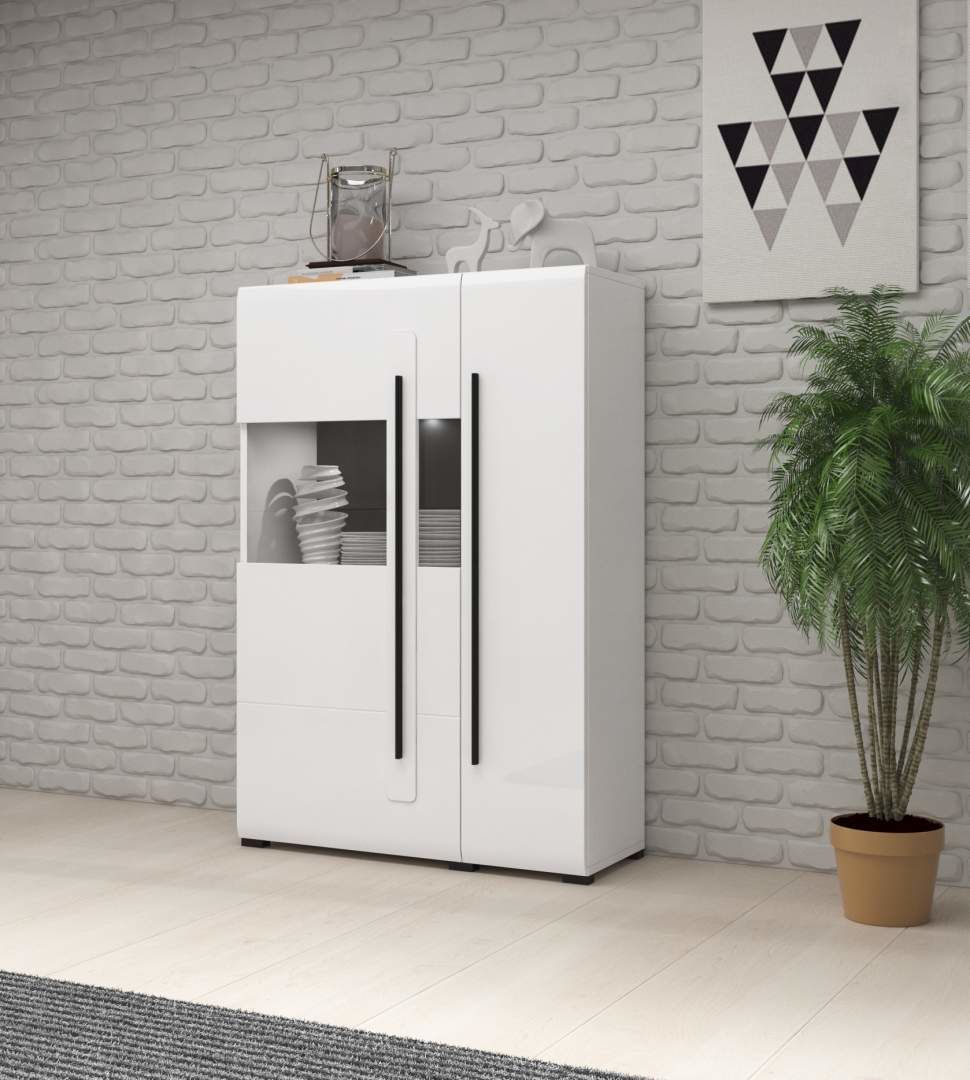 Vitrína I TULSA Bílý lesk