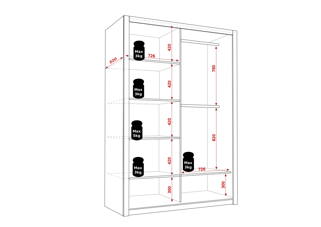 Posuvná šatní skříň BONNO 150