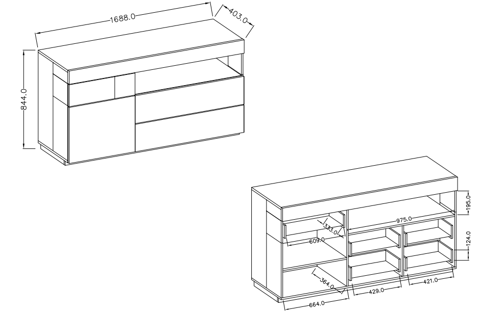 Komoda III SILKE Bílá - Dub Wotan