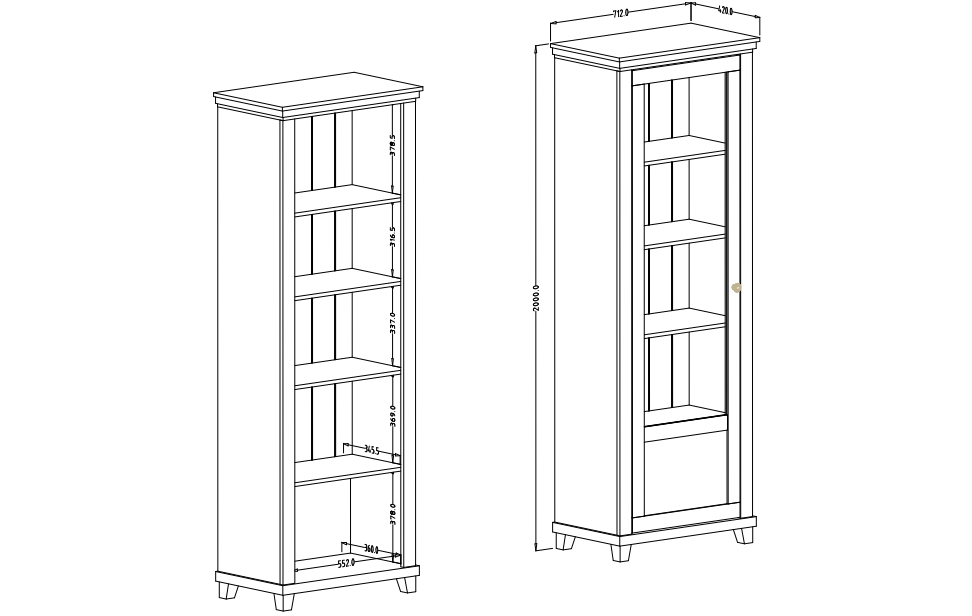 Vitrína levá EVORA Dub Lefkas - zelená