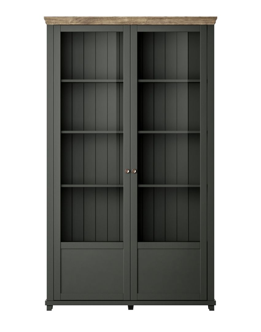 Vitrína EVORA Dub Lefkas - zelená