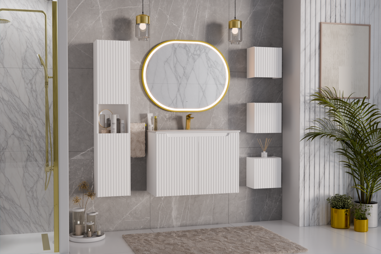 Koupelnová skříňka NOVA BÍLÁ 83-27 Q - závěsná