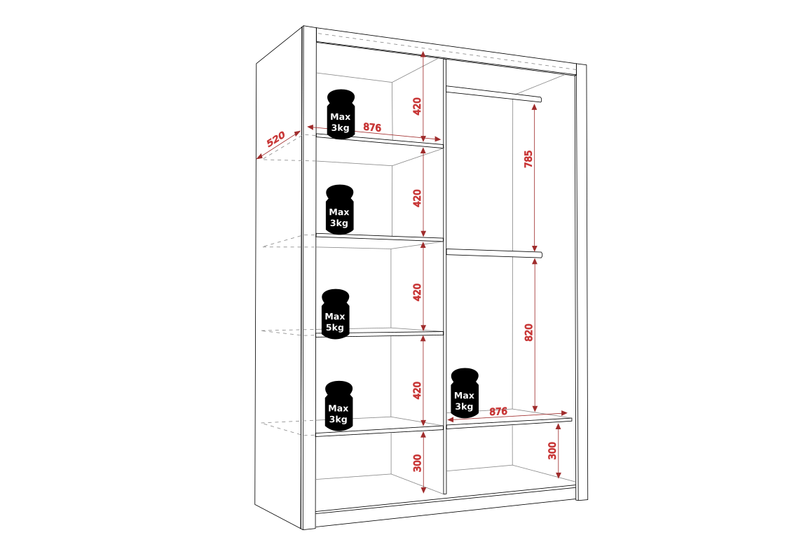 Posuvná šatní skříň BONNO 180