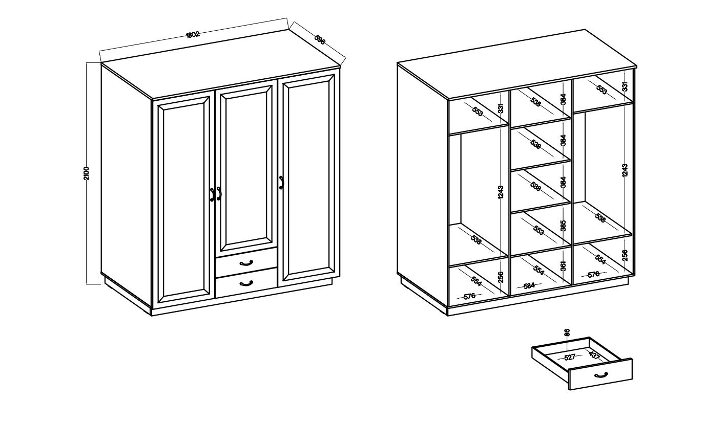 Šatní skříň FLAVIA GR 3D2S