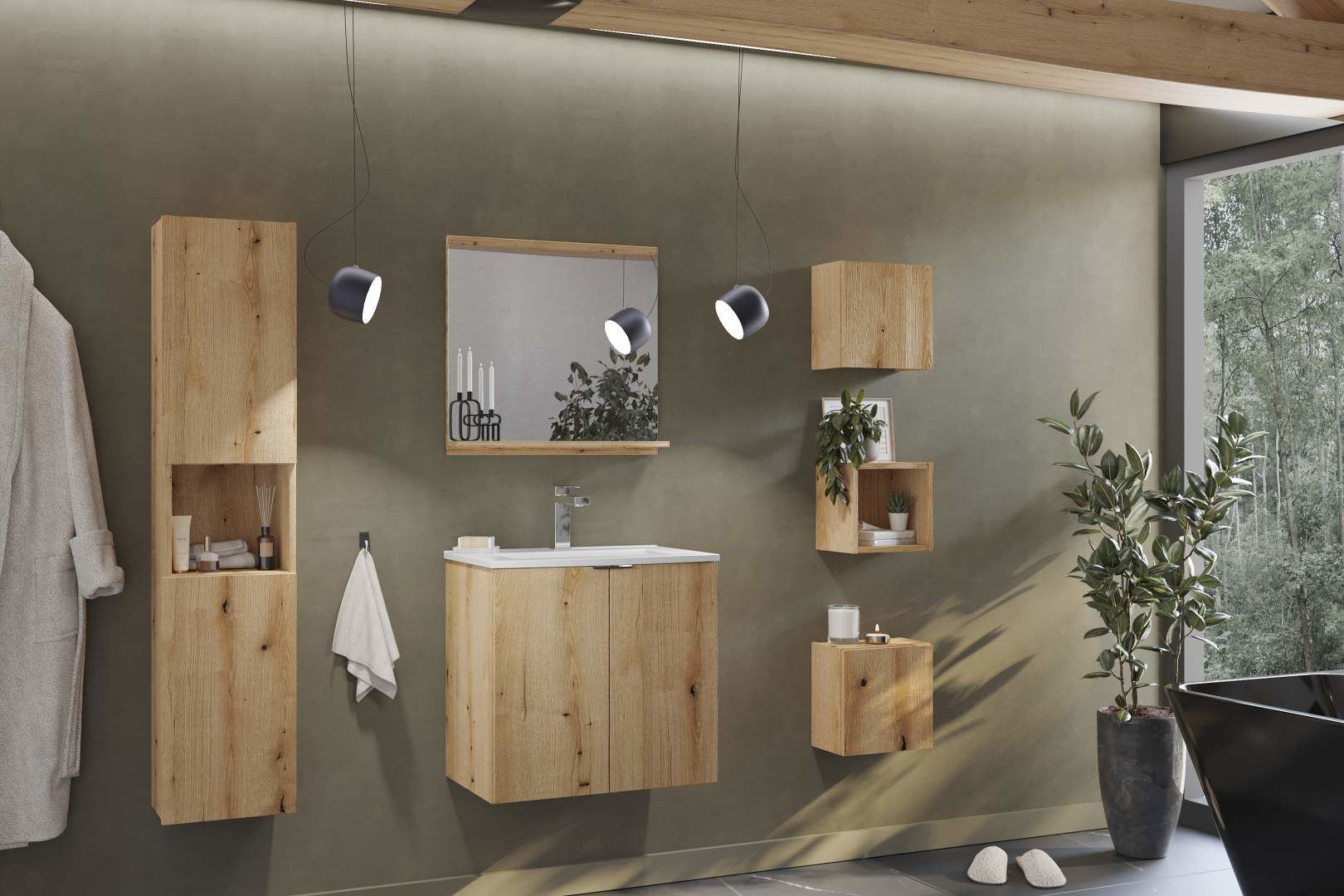 Koupelnová skříňka NOVA DUB 82-80 2D - pod umyvadlo 80