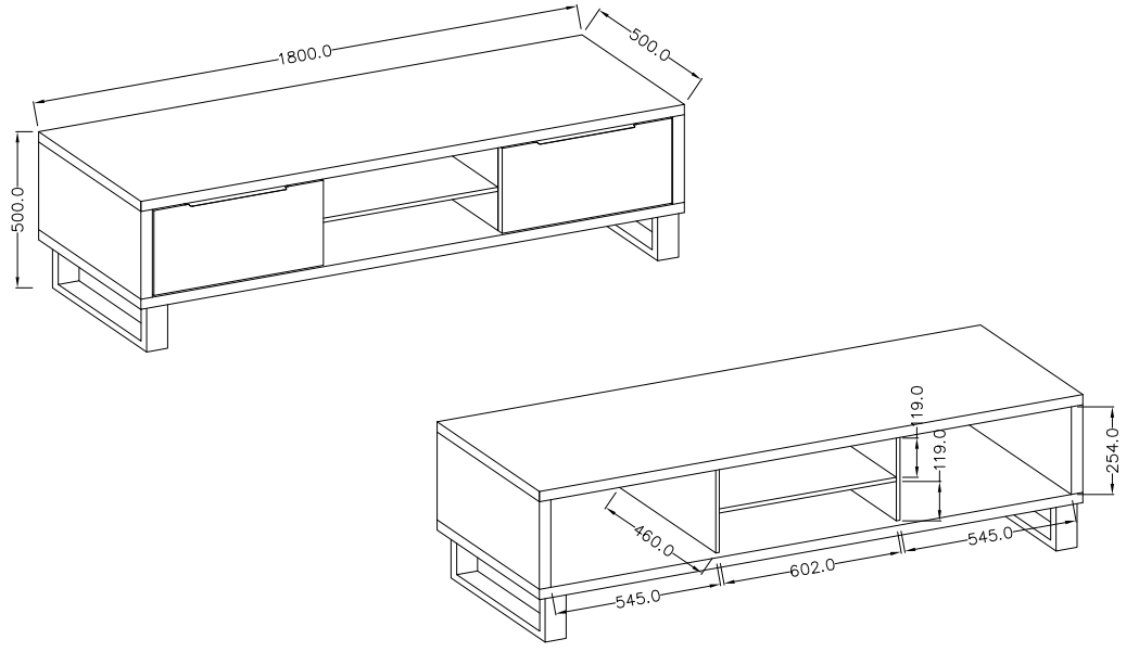 TV komoda 180 HALLE Dub Wotan