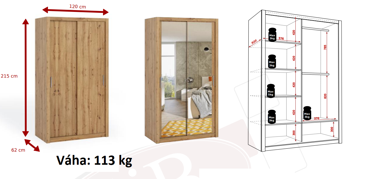 Posuvná šatní skříň BONNO 120